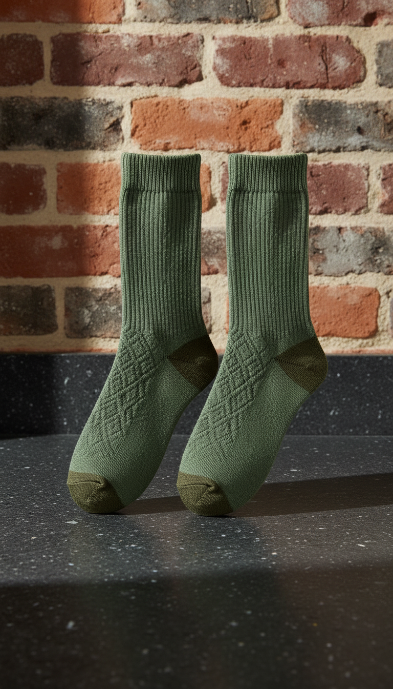 Leaf Green Cotton Socks in a new setting