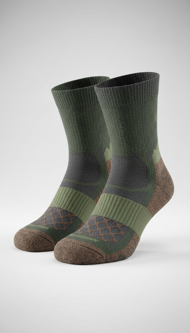 A centered image of Adventure Comfort technical hiking socks, evenly distributed lighting. The image showcases the...