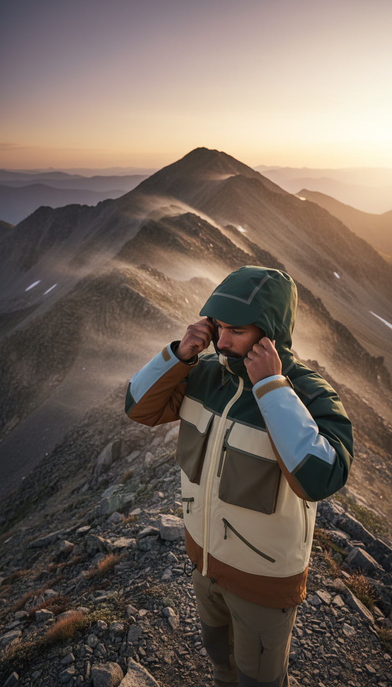 Waterproof Wading Jacket With Breathable Shell in use