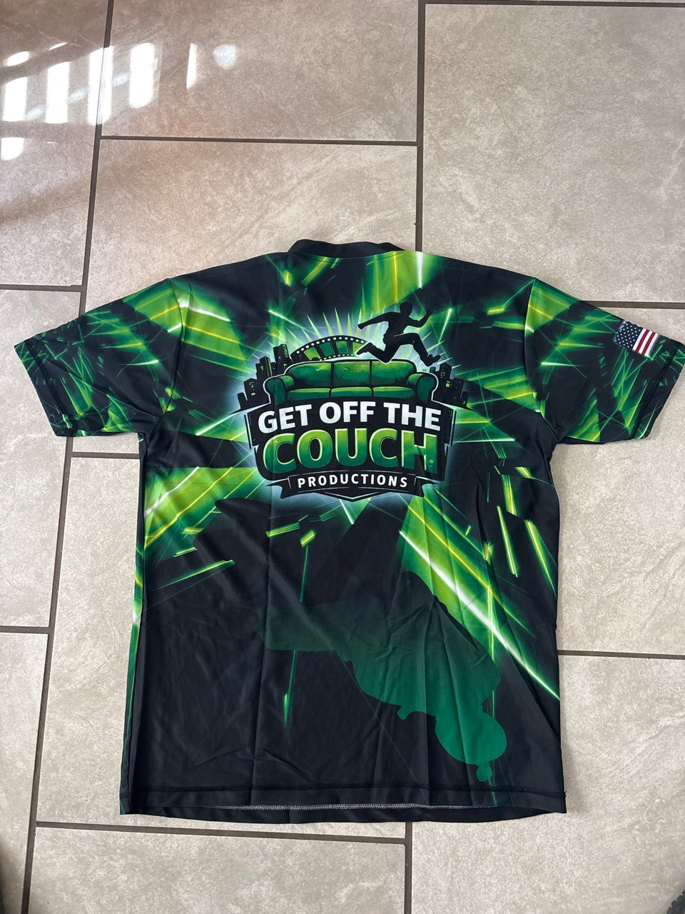 Get Off The Couch Productions short sleeve shirt in green - back